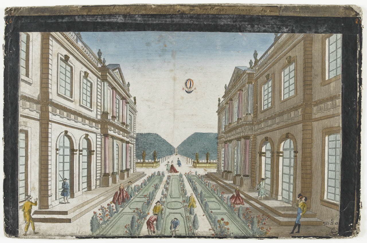 imagerie ancienne Vue perspective de l'Entrée du Parc du Prince de Manheim en Allemagne Paris 1782 1981.21.61 Photo RMN-Grand Palais (Mucem)