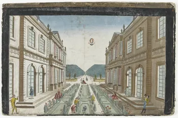 imagerie ancienne Vue perspective de l'Entrée du Parc du Prince de Manheim en Allemagne Paris 1782 1981.21.61  Photo RMN-Grand Palais (Mucem)