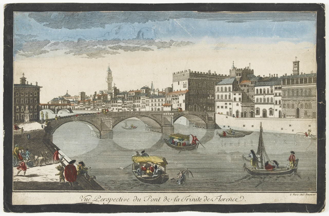 Daumont Jean-François imagerie ancienne Vue Perspective du Pont de la Trinité de Florence. Paris 1730-1775 1982.3.159 Photo RMN-Grand Palais (Mucem)
