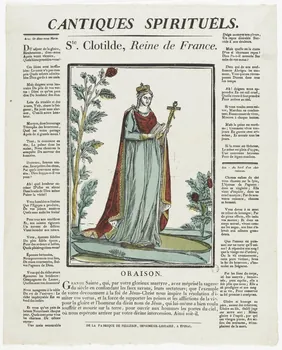 Pellerin imagerie ancienne CANTIQUES SPIRITUELS.  Ste. Clotilde, Reine de France. Lorraine, France 1837 1986.81.68  Photo RMN-Grand Palais (Mucem)