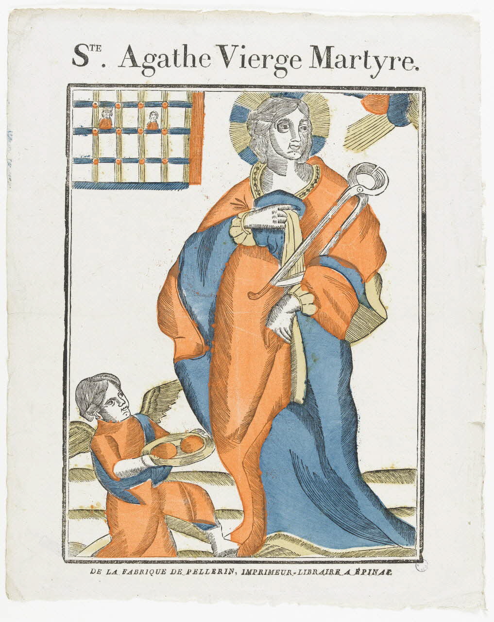 Pellerin imagerie ancienne STE. Agathe Vierge Martyre. Lorraine, France 1837 1987.33.6 Photo RMN-Grand Palais (Mucem)