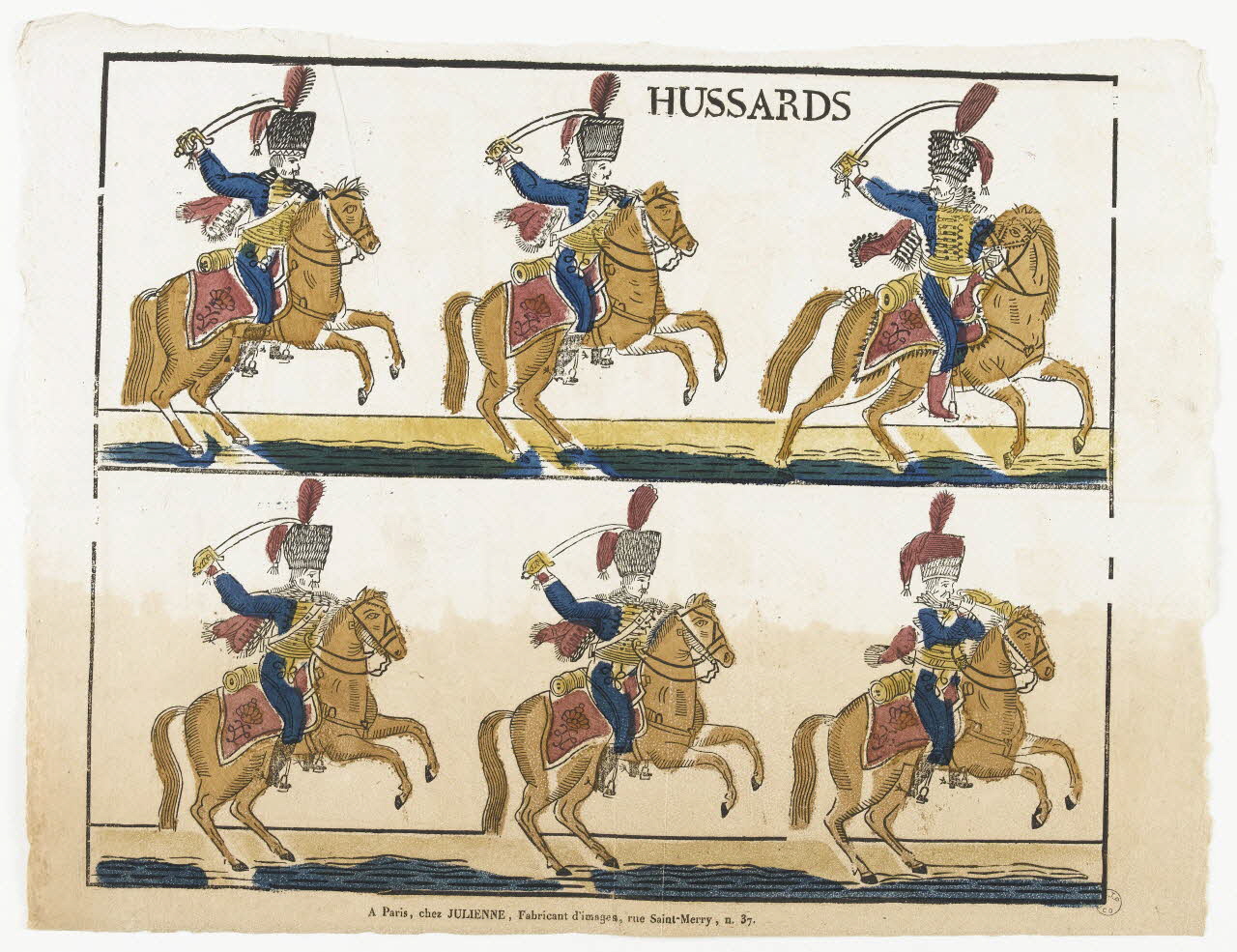Julienne imagerie ancienne HUSSARDS Paris 1830-1835 1995.14.101 Photo RMN-Grand Palais (Mucem)