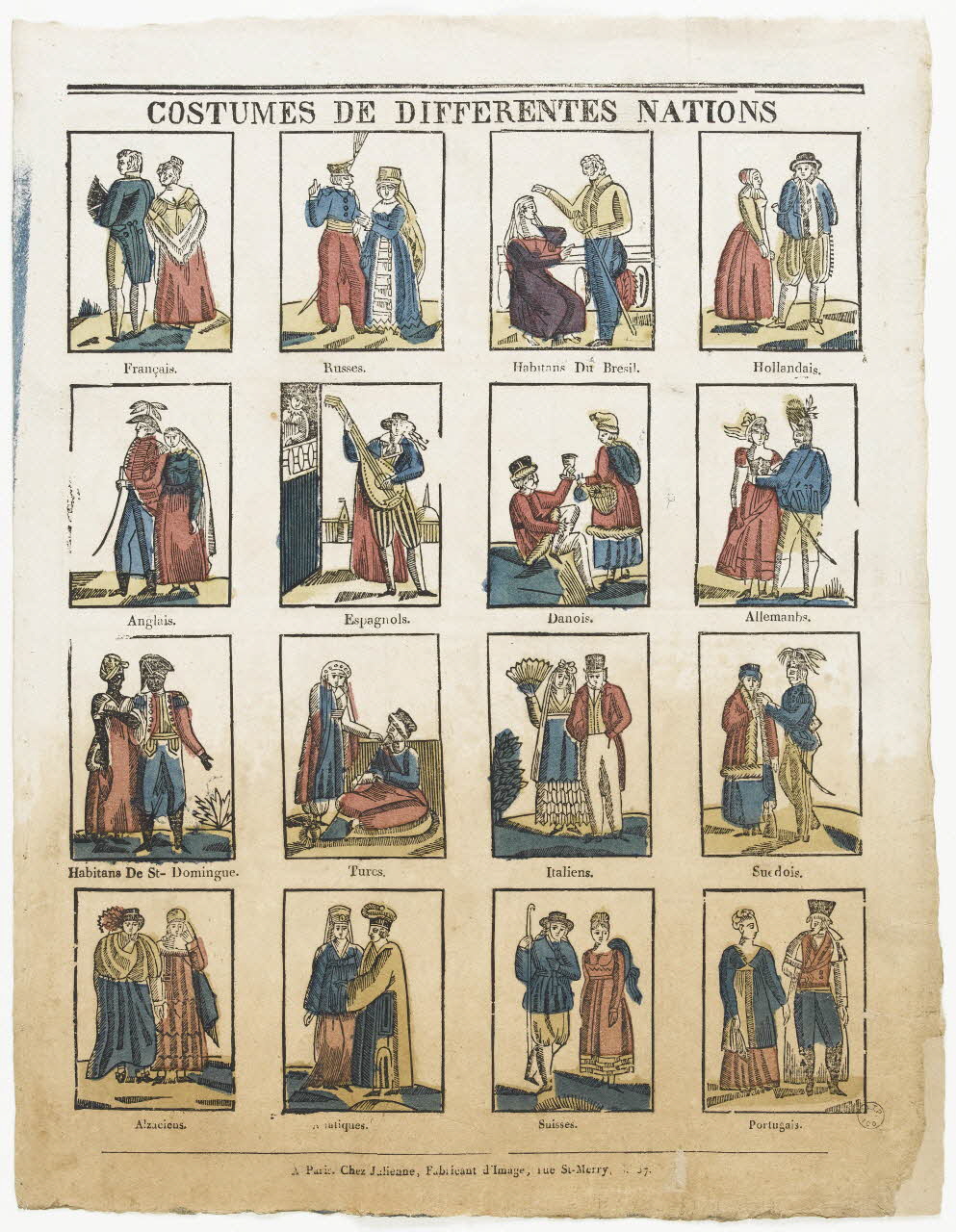 Julienne imagerie ancienne COSTUMES DE DIFFERENTES NATIONS Paris 1830-1835 1995.14.106 Photo RMN-Grand Palais (Mucem)