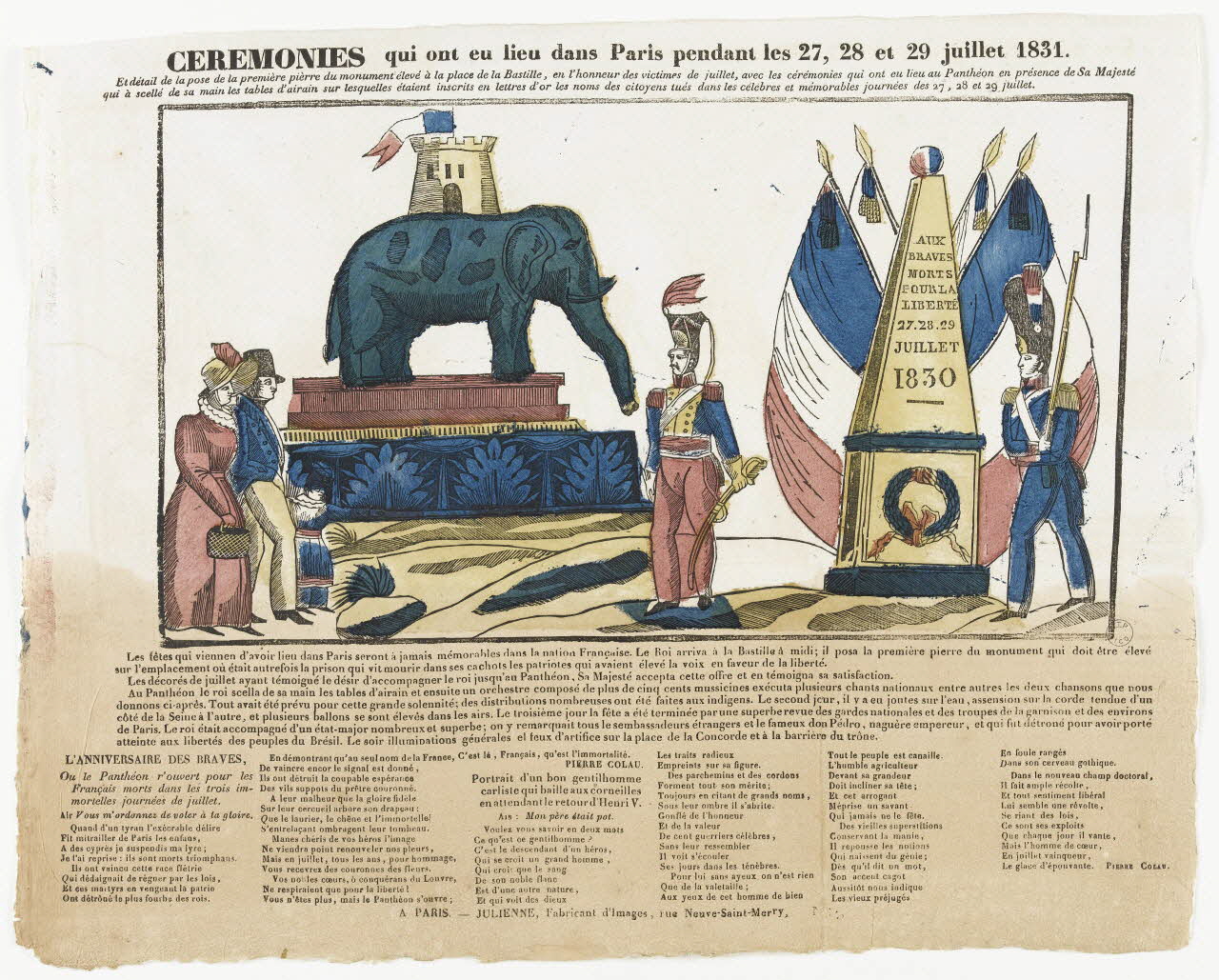 Julienne imagerie ancienne CEREMONIES qui ont eu lieu dans Paris pendant les 27, 28 et 29 juillet 1831. Paris 1830-1835 1995.14.96 Photo RMN-Grand Palais (Mucem)