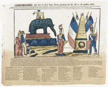 Julienne imagerie ancienne CEREMONIES qui ont eu lieu dans Paris pendant les 27, 28 et 29 juillet 1831. Paris 1830-1835 1995.14.96  Photo RMN-Grand Palais (Mucem)