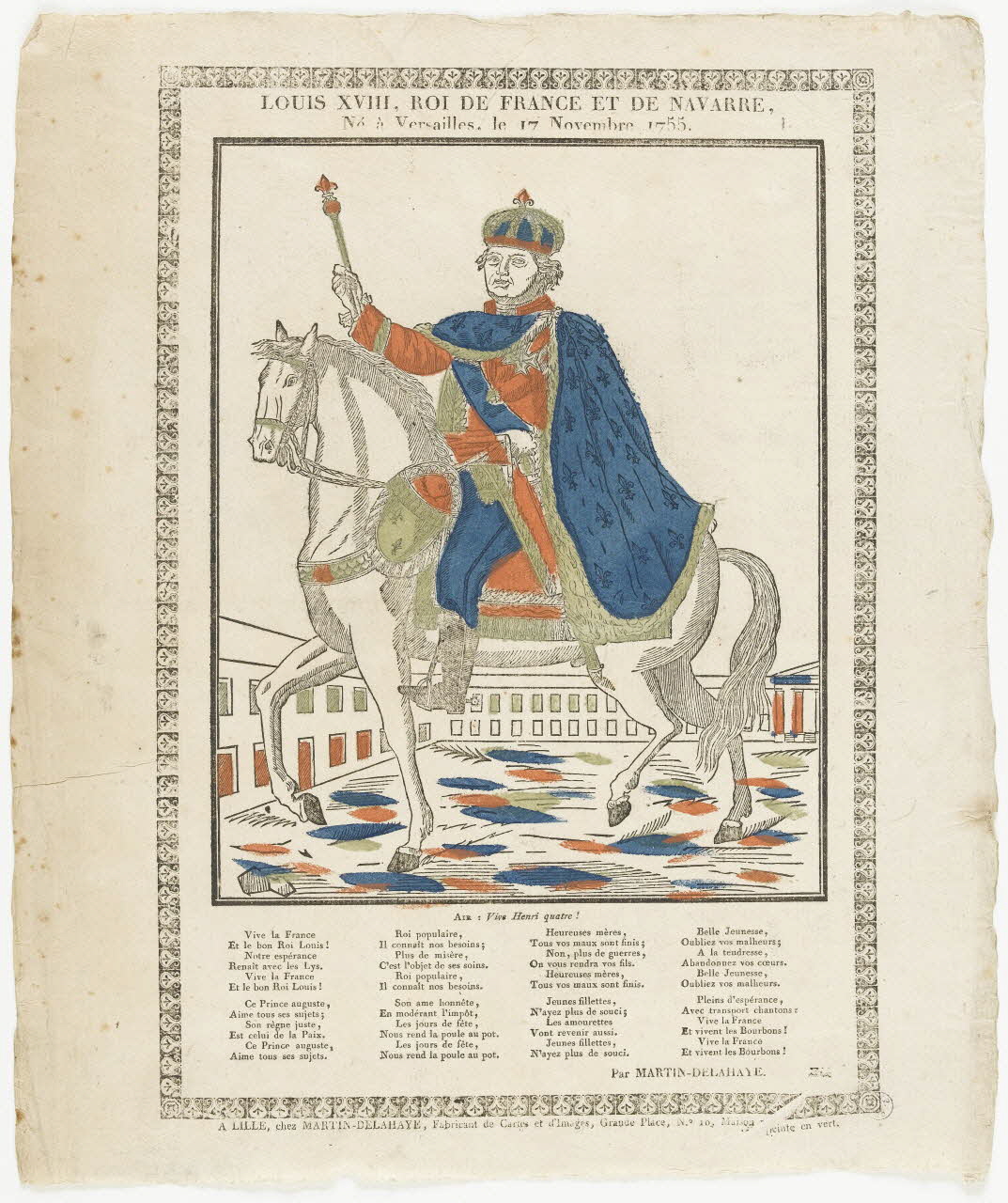 Henri Alexandre Joseph Martin-Delahaye imagerie ancienne LOUIS XVIII, ROI DE FRANCE ET DE NAVARRE,  Né à Versailles, le 17 Novembre 1755. France 1814-1824 1995.5.2 Photo RMN-Grand Palais (Mucem)