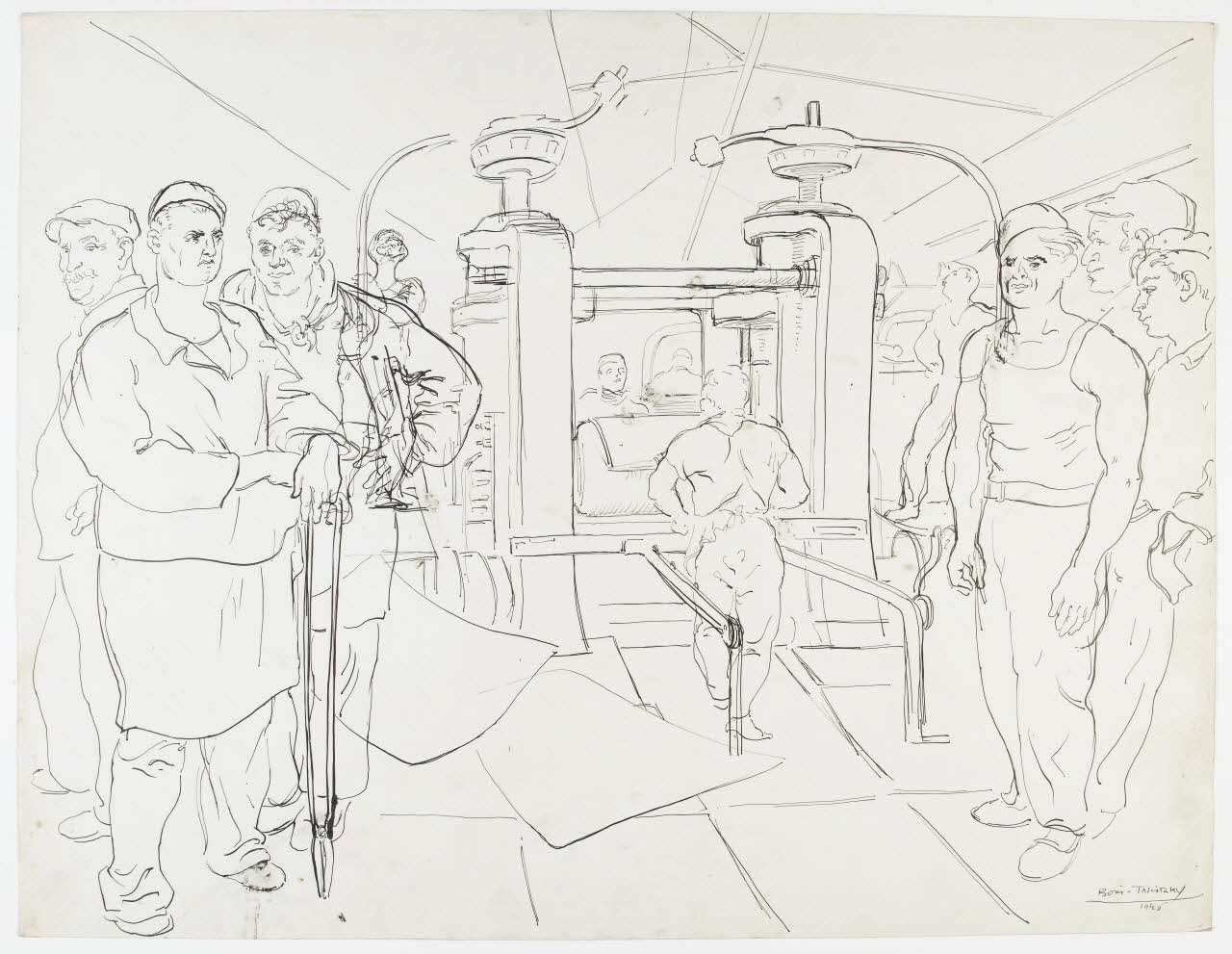 Boris Taslitzky dessin Ouvriers métallurgistes au travail 1946 1948.48.10 Photo RMN-Grand Palais (Mucem)