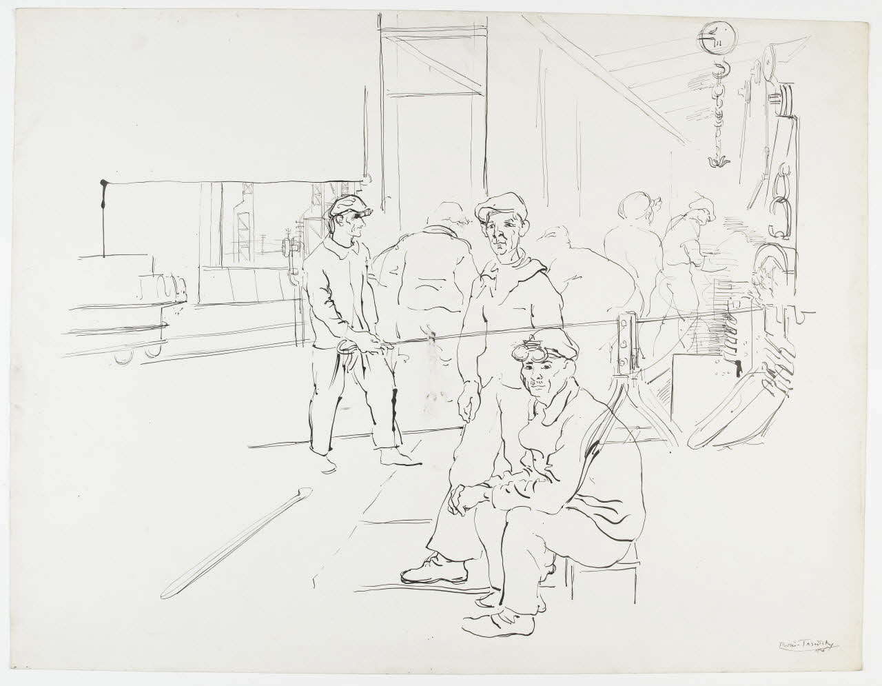Boris Taslitzky dessin Ouvriers métallurgistes au travail 1946 1948.48.12 Photo RMN-Grand Palais (Mucem)