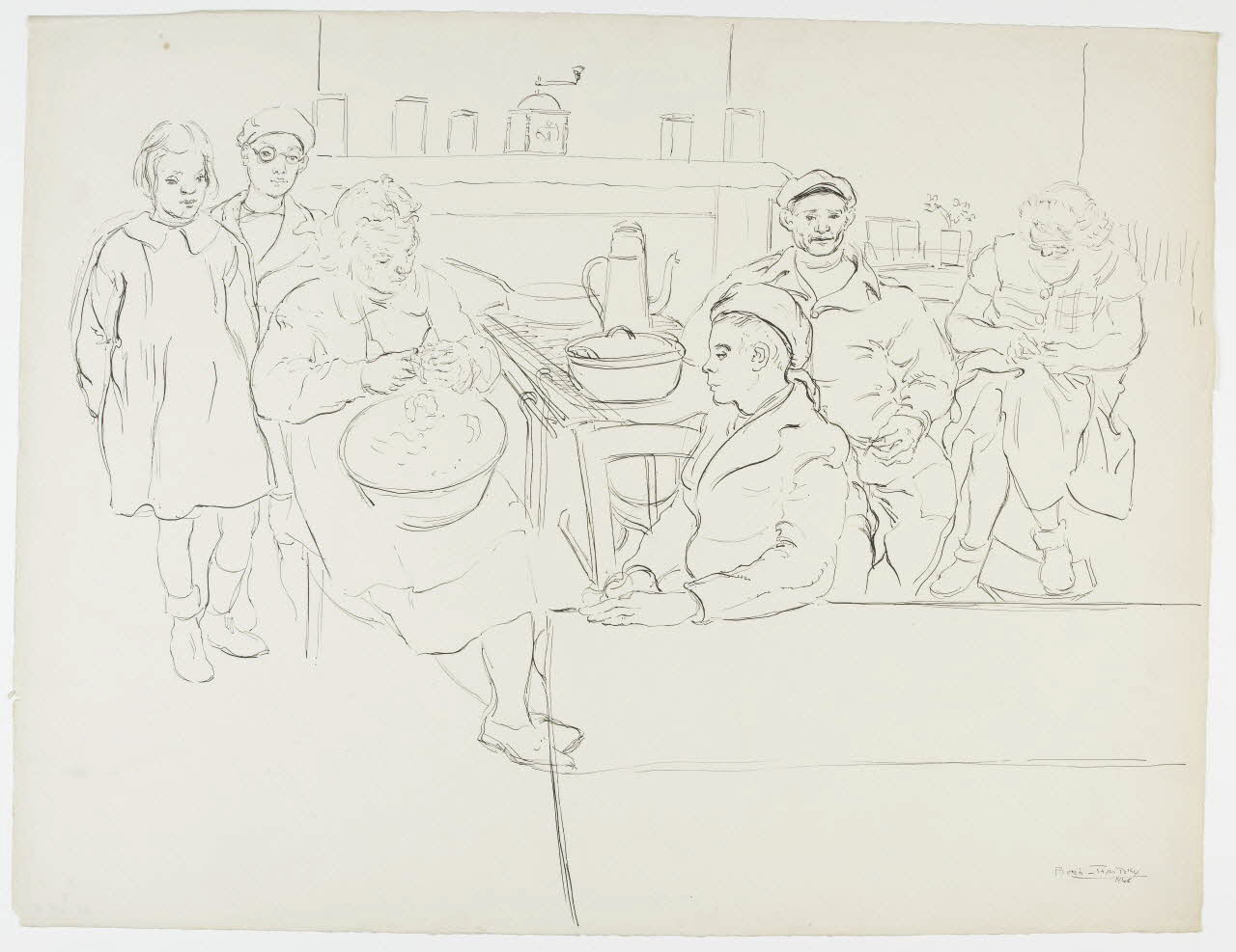 Boris Taslitzky dessin Intérieur ouvrier 1946 1948.48.15 Photo RMN-Grand Palais (Mucem)