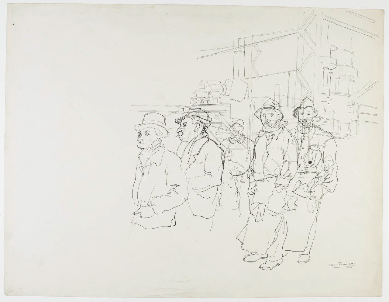 Boris Taslitzky dessin Ouvriers métallurgistes 1946 1948.48.16 Photo RMN-Grand Palais (Mucem)