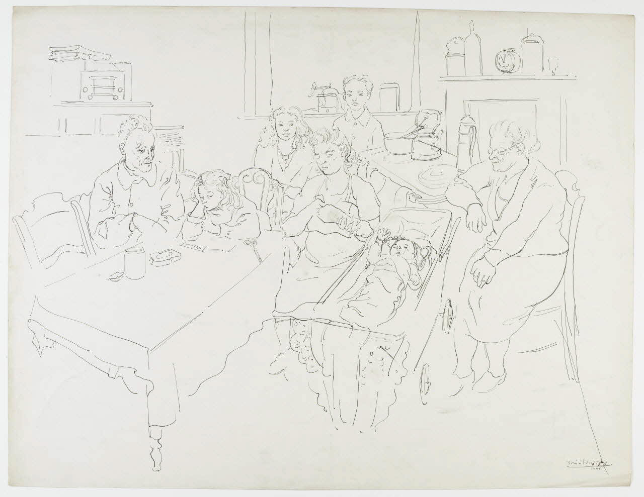 Boris Taslitzky dessin Intérieur ouvrier 1946 1948.48.18 Photo RMN-Grand Palais (Mucem)