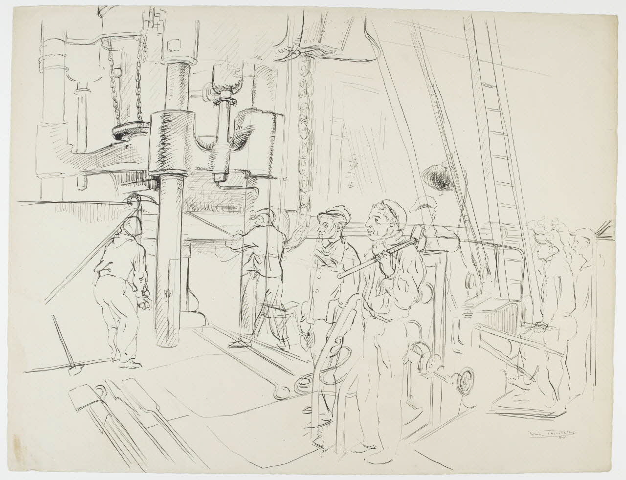 Boris Taslitzky dessin Ouvriers métallurgistes au travail 1946 1948.48.20 Photo RMN-Grand Palais (Mucem)