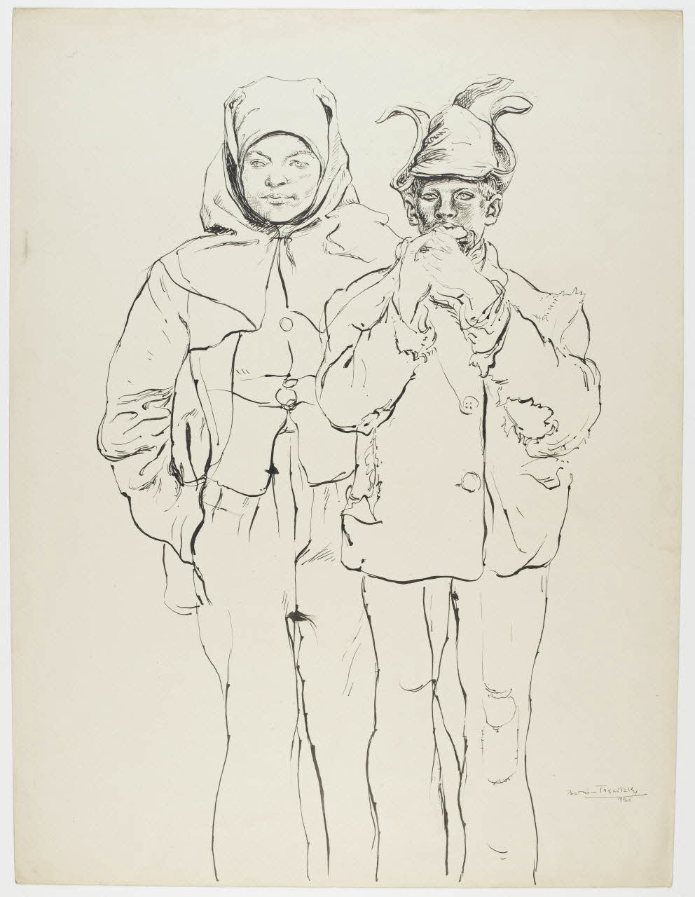 Boris Taslitzky dessin Ouvrière et enfant ouvrier 1946 1948.48.23 Photo RMN-Grand Palais (Mucem)