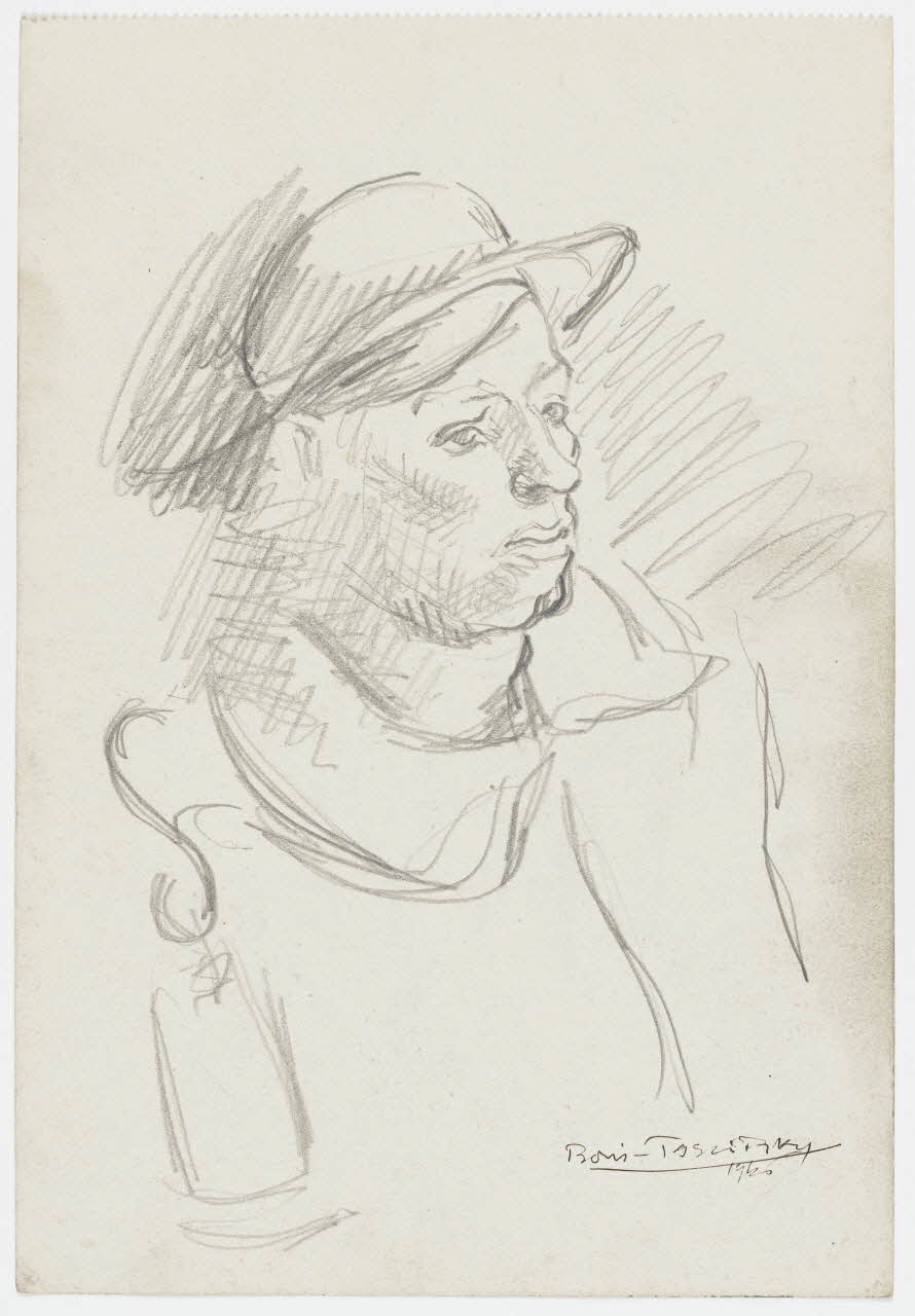 Boris Taslitzky dessin Buste de mineur de trois-quarts avec sa lampe 1946 1948.48.3 Photo RMN-Grand Palais (Mucem)