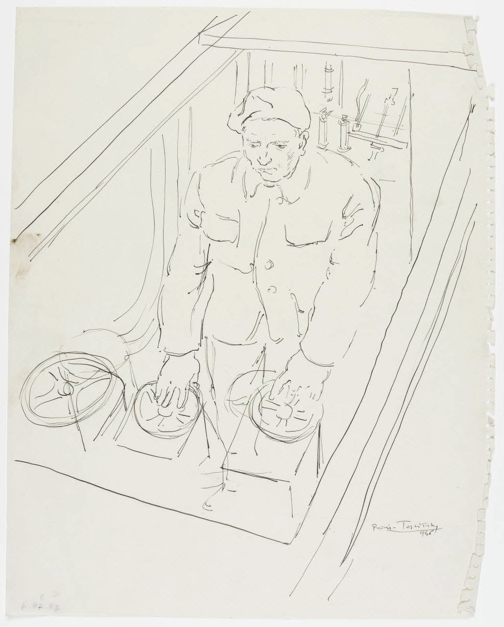 Boris Taslitzky dessin Ouvrier dirigeant une machine 1946 1948.48.4 Photo RMN-Grand Palais (Mucem)