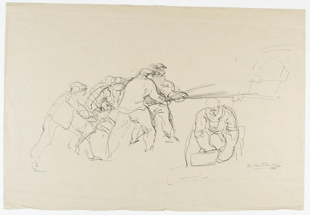 Boris Taslitzky dessin Cinq ouvriers travaillant 1946 1948.48.8 Photo RMN-Grand Palais (Mucem)