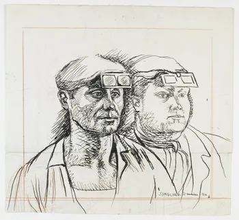Jean Amblard dessin Portrait de deux ouvriers métallurgistes 1946 1948.49.12  Photo RMN-Grand Palais (Mucem) / Thierry Le Mage