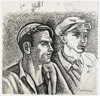 Jean Amblard dessin double face Portraits d'ouvriers Denain 1946 1948.49.13  Photo RMN-Grand Palais (Mucem)
