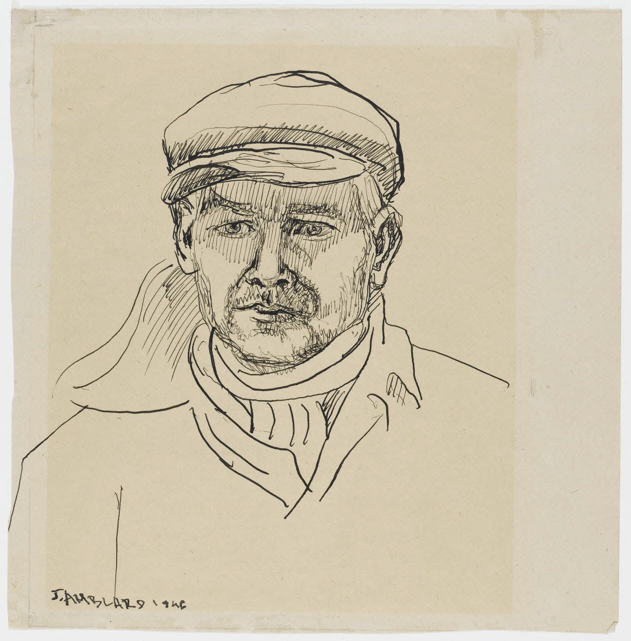 Jean Amblard dessin double face Portrait d'ouvrier 1946 1948.49.15 Photo RMN-Grand Palais (Mucem)