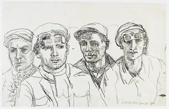 Jean Amblard dessin double face Quatre portraits d'ouvriers Denain 1946 1948.49.16  Photo RMN-Grand Palais (Mucem)