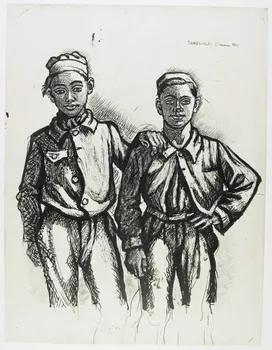 Jean Amblard dessin Portrait de deux garçons ouvriers Denain 1946 1948.49.18  Photo RMN-Grand Palais (Mucem)