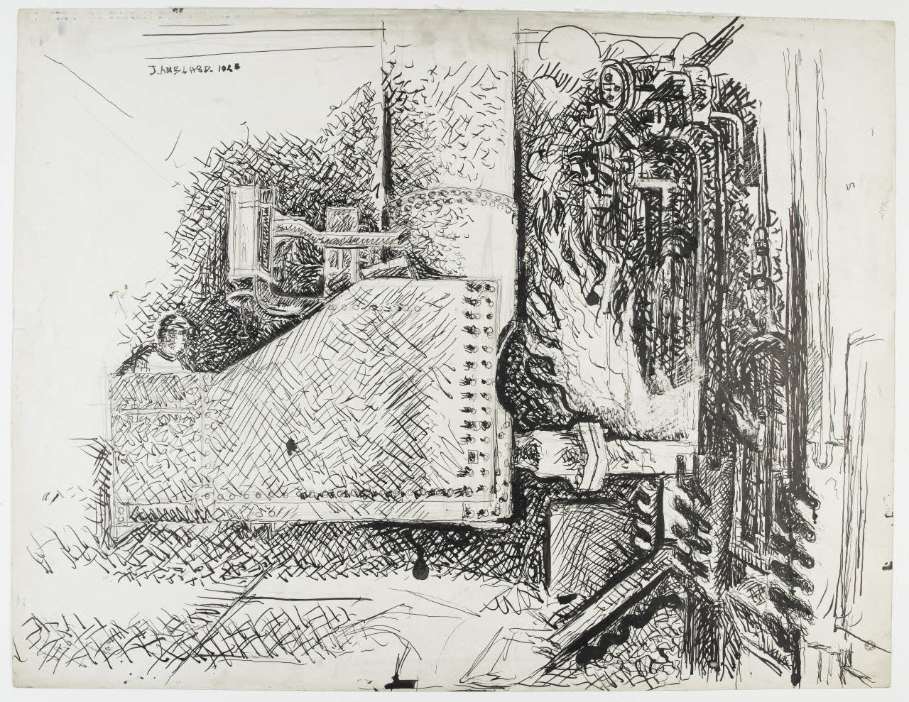 Jean Amblard dessin Intérieur d'usine 1946 1948.49.3 Photo RMN-Grand Palais (Mucem)