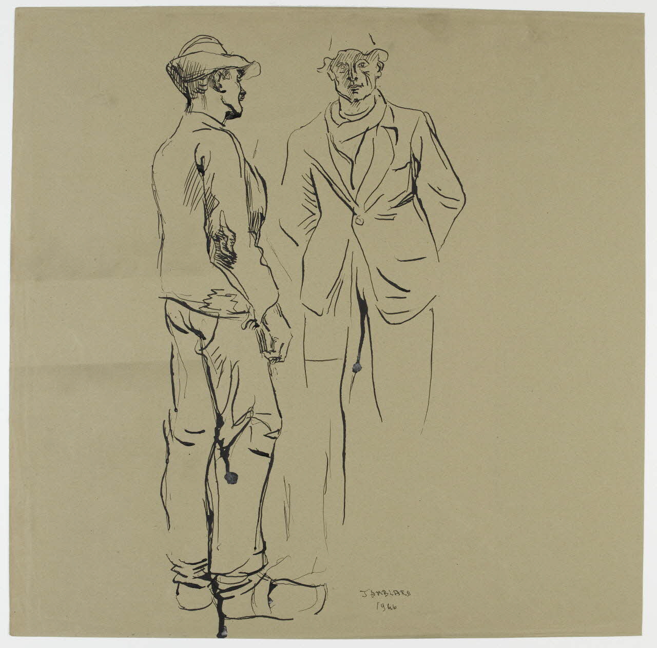 Jean Amblard dessin Deux hommes debout 1946 1948.49.5 Photo RMN-Grand Palais (Mucem)