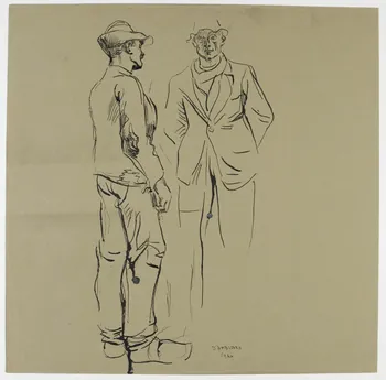 Jean Amblard dessin Deux hommes debout 1946 1948.49.5  Photo RMN-Grand Palais (Mucem)