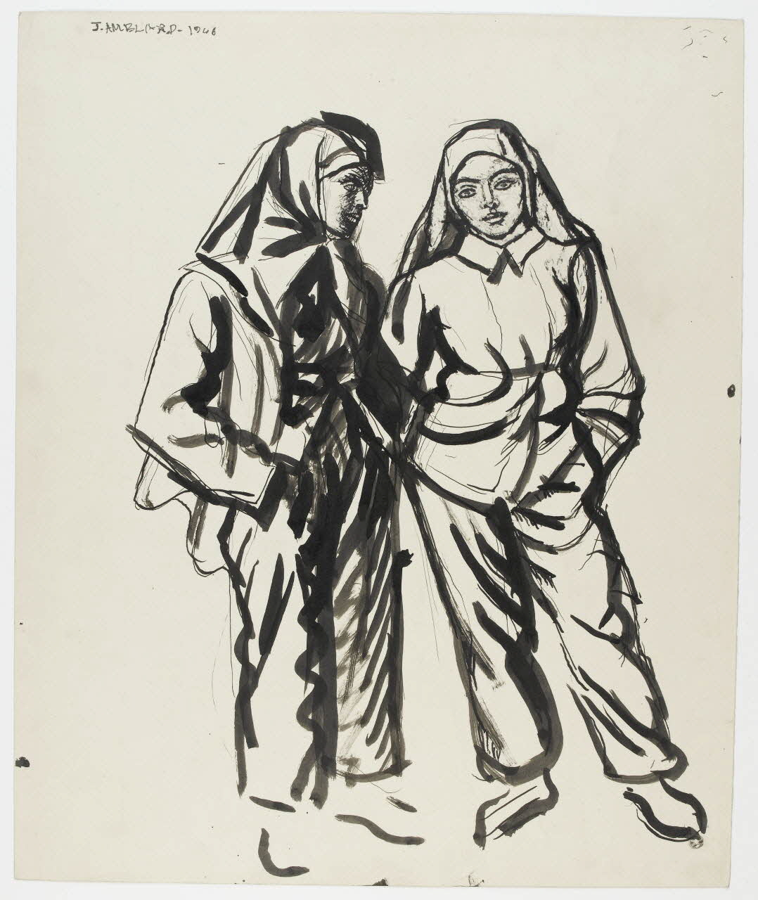 Jean Amblard dessin Portrait d'ouvrières 1946 1948.49.7 Photo RMN-Grand Palais (Mucem)
