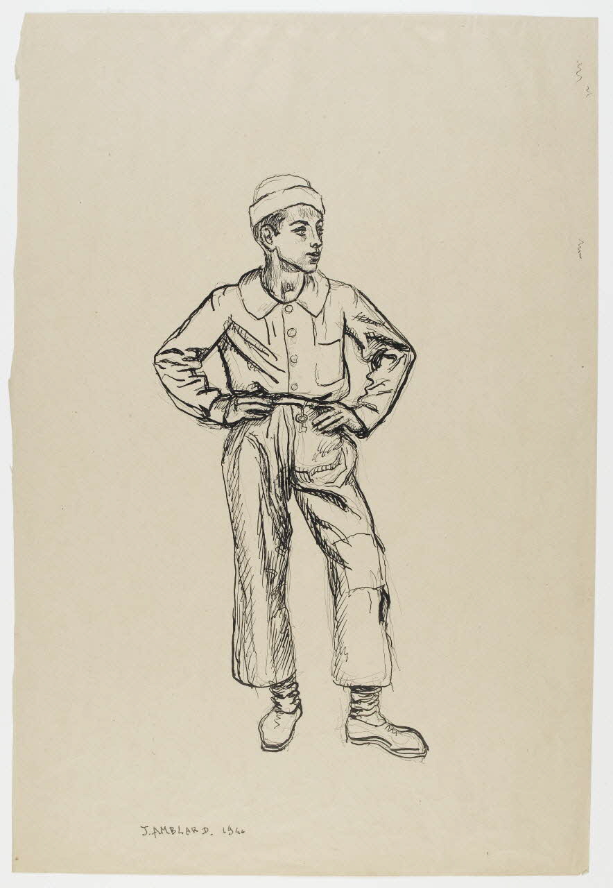 Jean Amblard dessin Garçon ouvrier 1946 1948.49.8 Photo RMN-Grand Palais (Mucem)