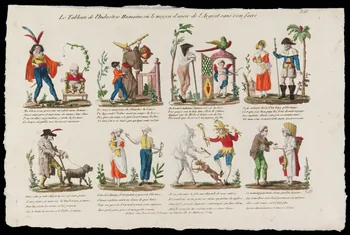 Basset. Paris imagerie ancienne Le Tableau de l'Industrie Humaine où le moyen d'avoir de l'Argent sans rien faire. Paris 1805-1833 1953.12.101 Photo