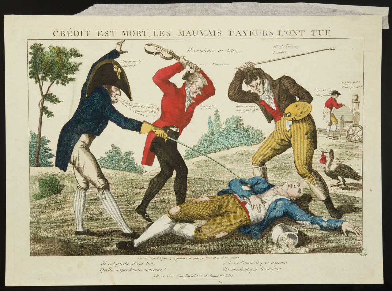 Jean estampe CRÉDIT EST MORT, LES MAUVAIS PAYEURS L'ONT TUÉ Paris 1802-1846 1953.12.119 Photo