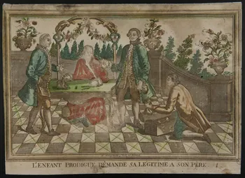 imagerie ancienne L'ENFANT PRODIGUE DEMANDE SA LEGITIME A SON PERE 1953.12.136  Photo