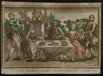 imagerie ancienne L'ENFANT PRODIGUE, DISSIPE SON BIEN AVEC SES MAITRESSES 1953.12.137  Photo