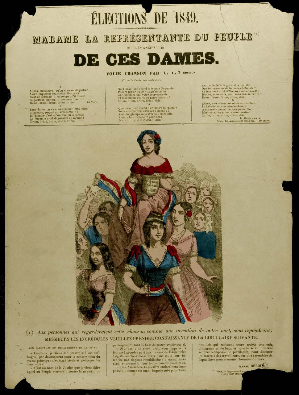 estampe ELECTIONS DE 1849.  MADAME LA REPRESENTANTE DU PEUPLE  OU L'EMANCIPATION  DE CES DAMES. 1953.12.157 Photo
