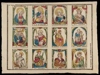Jacques-Pierre Garnier-Allabre imagerie ancienne Planche de saintetés Chartres 1805-1828 1953.12.16 Photo
