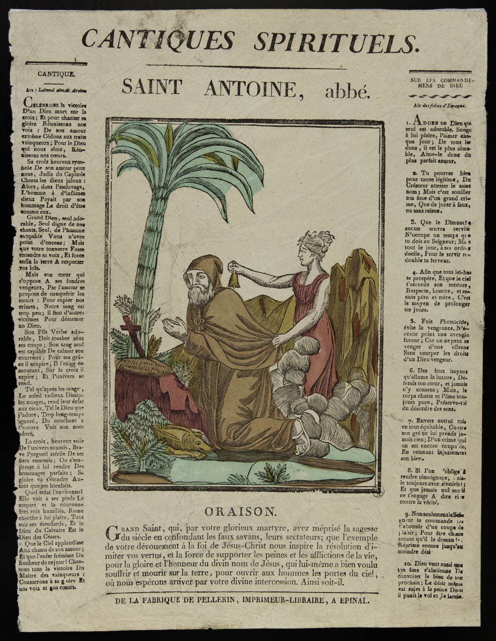 Jean-Charles Pellerin ; Pellerin imagerie ancienne CANTIQUES SPIRITUELS.  SAINT ANTOINE, abbé. Lorraine, France 1837 1953.12.17 Photo