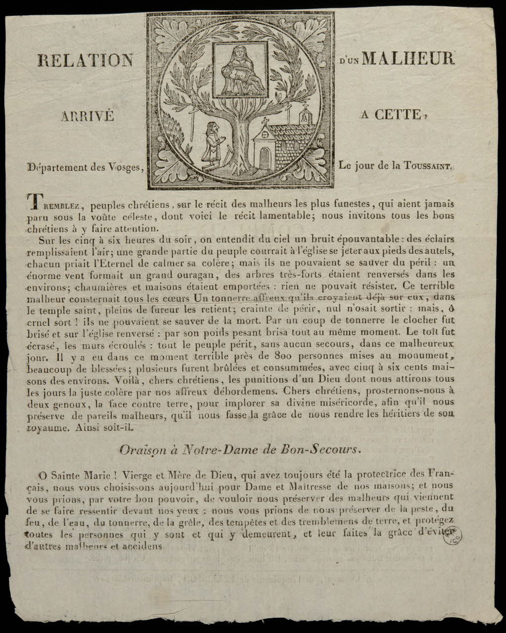 Pellisson imagerie ancienne Oraison à Notre-Dame de Bon-Secours. Clermont-Ferrand 1838 1953.12.175 Photo