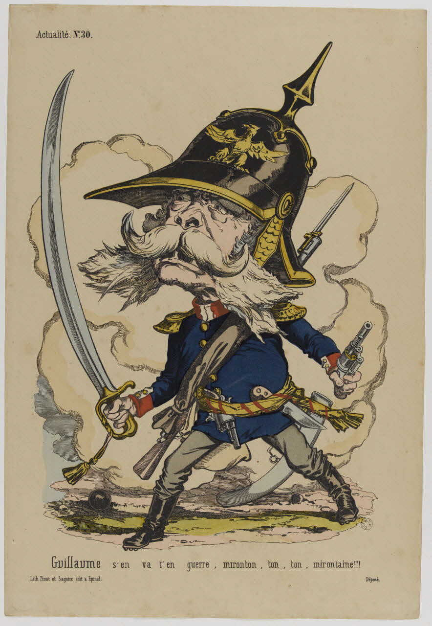 Pinot et Sagaire estampe Guillaume s'en va t'en guerre, mironton, ton, ton, mirontaine !!! Lorraine, France 1870 1953.86.1211 Photo RMN-Grand Palais (Mucem)
