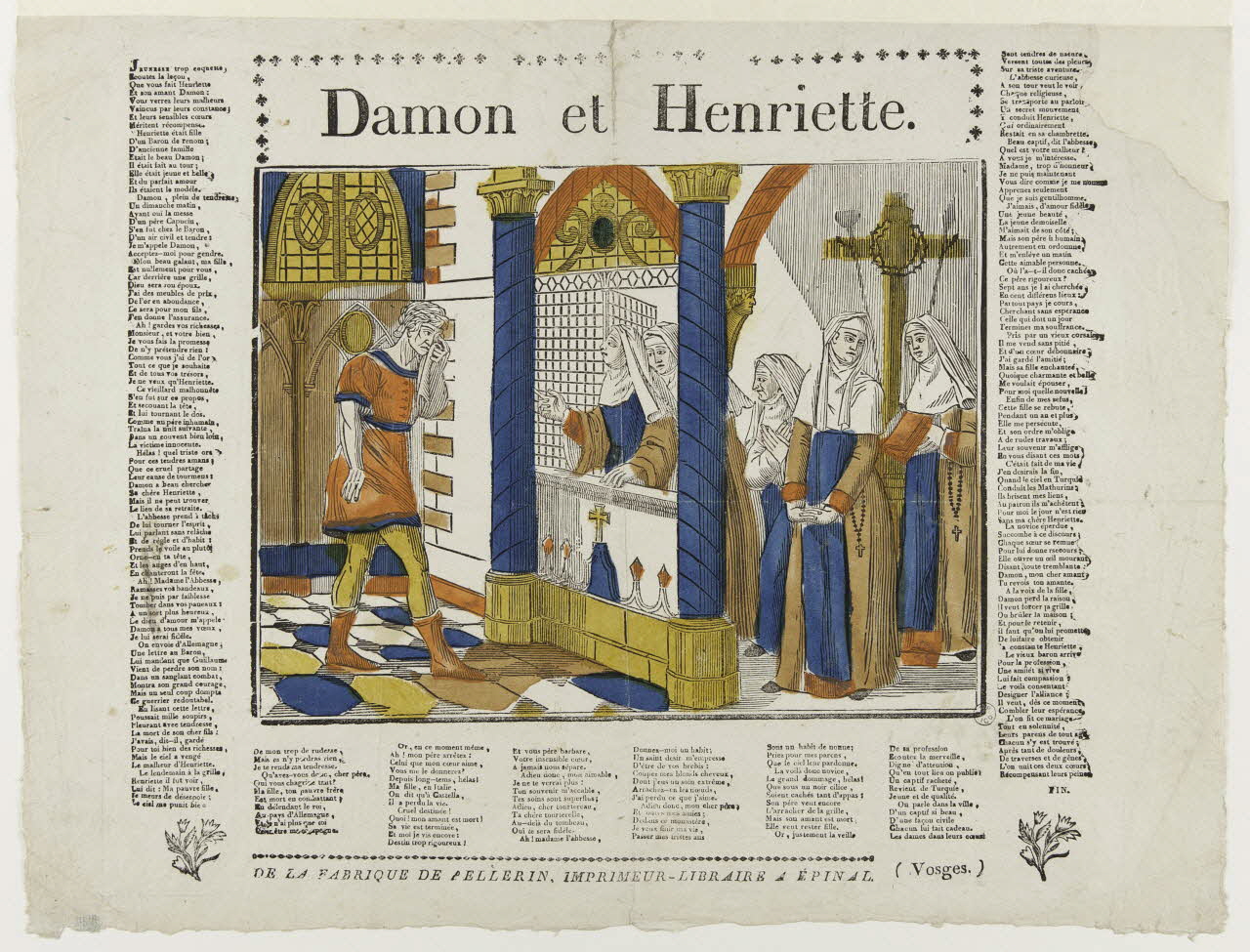 Pellerin imagerie ancienne Damon et Henriette. Lorraine, France 1837 1953.12.22 Photo