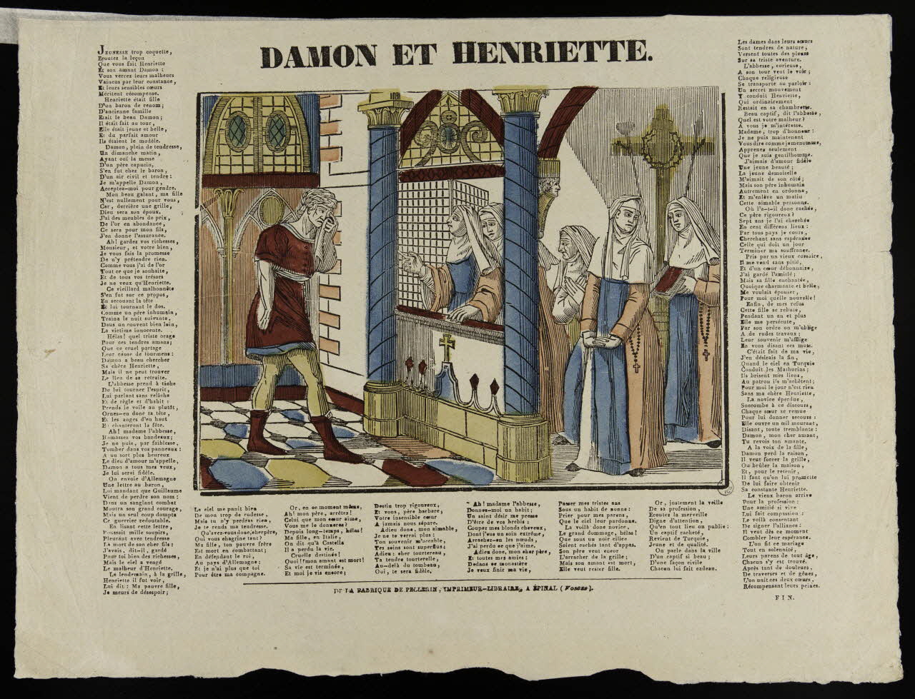 Jean-Charles Pellerin ; Pellerin imagerie ancienne DAMON ET HENRIETTE. Lorraine, France 1776-1837 1953.12.23 Photo