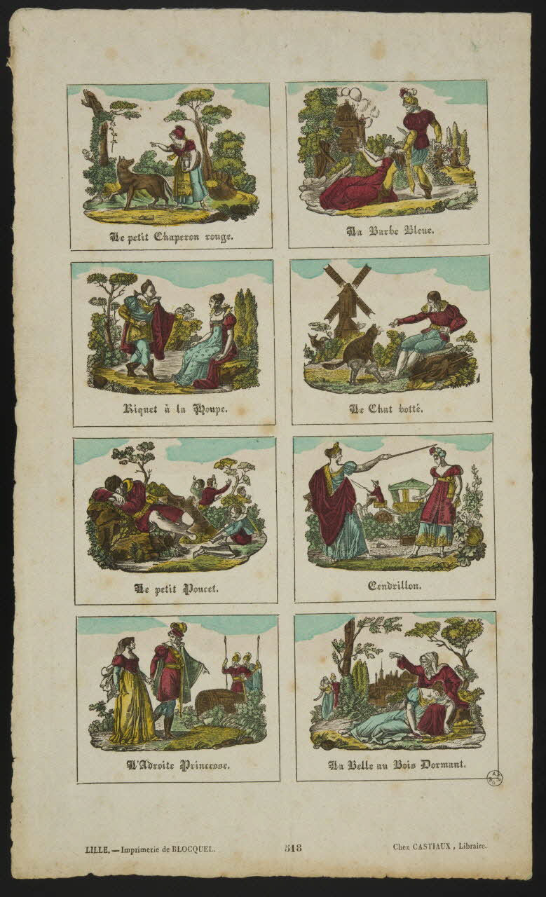 Jean-Baptiste Castiaux ; Simon-François Blocquel imagerie ancienne Planche de contes Lille 1809-1837 1953.12.52 Photo