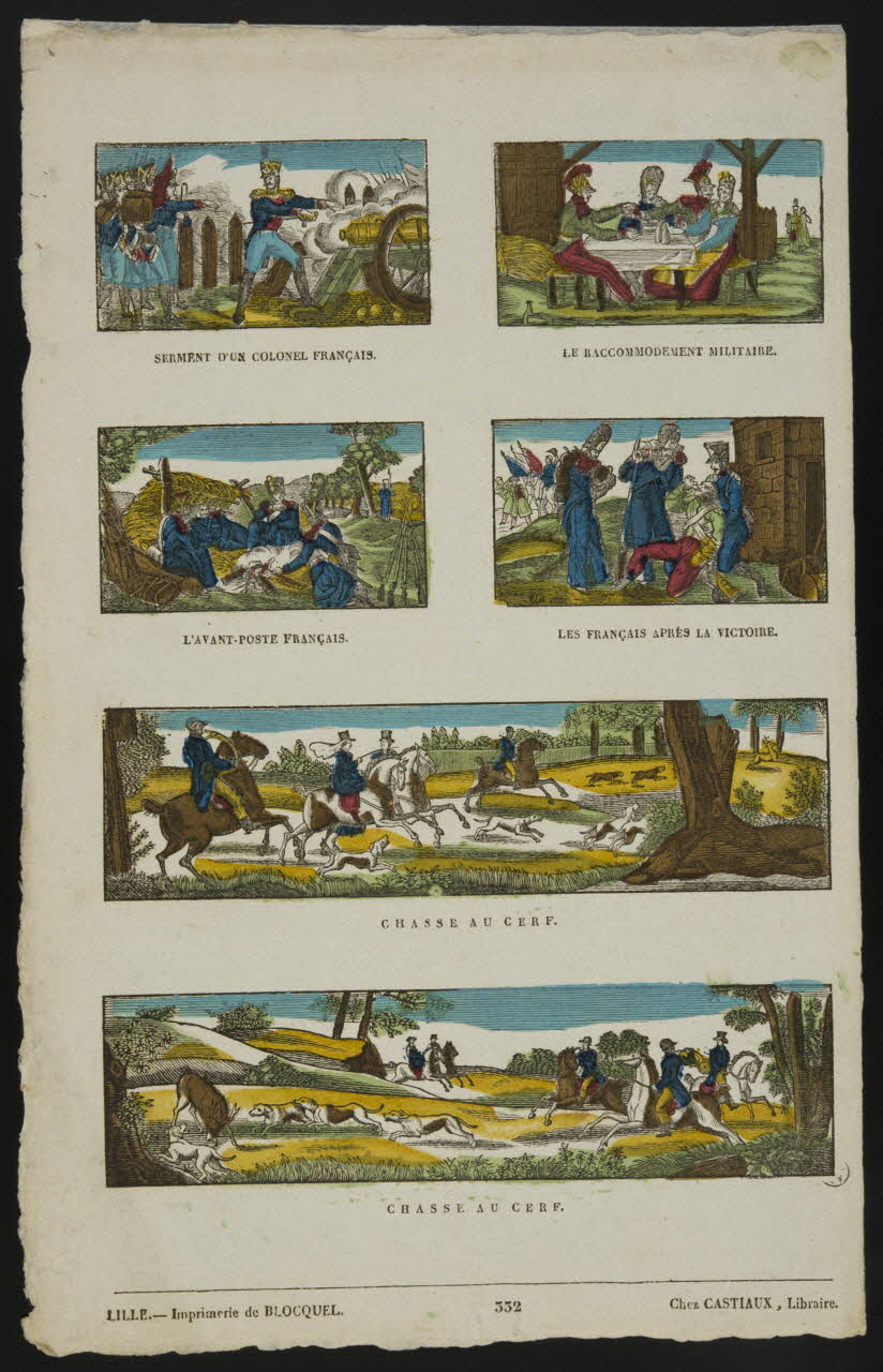 Henri Josué Porret ; Jean-Baptiste Castiaux ; Simon-François Blocquel imagerie ancienne Scènes militaires et scènes de chasse Lille 1819-1837 1953.12.55 Photo