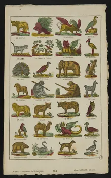 Jean-Baptiste Castiaux ; Simon-François Blocquel imagerie ancienne Planche d'animaux Lille 1809-1837 1953.12.57  Photo
