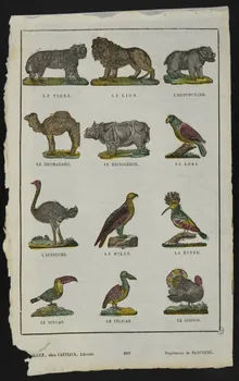Jean-Baptiste Castiaux ; Simon-François Blocquel imagerie ancienne Planche d'animaux Lille 1809-1837 1953.12.59  Photo
