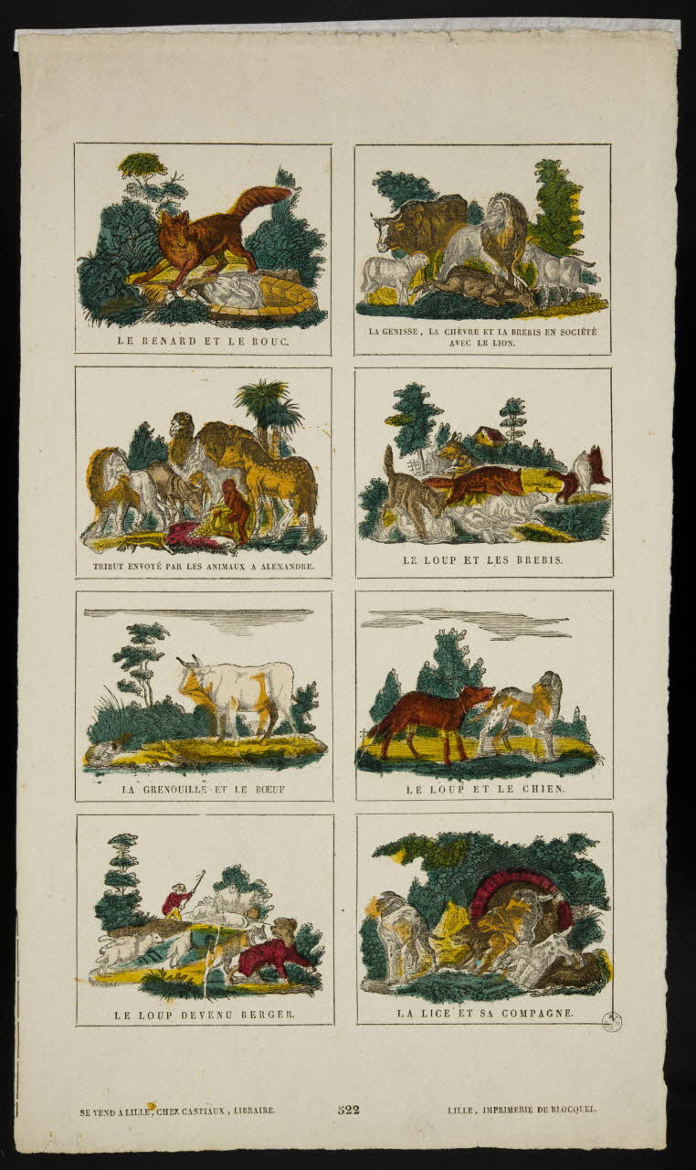 Jean-Baptiste Castiaux ; Simon-François Blocquel imagerie ancienne Diverses scènes animalières Lille 1809-1837 1953.12.67 Photo