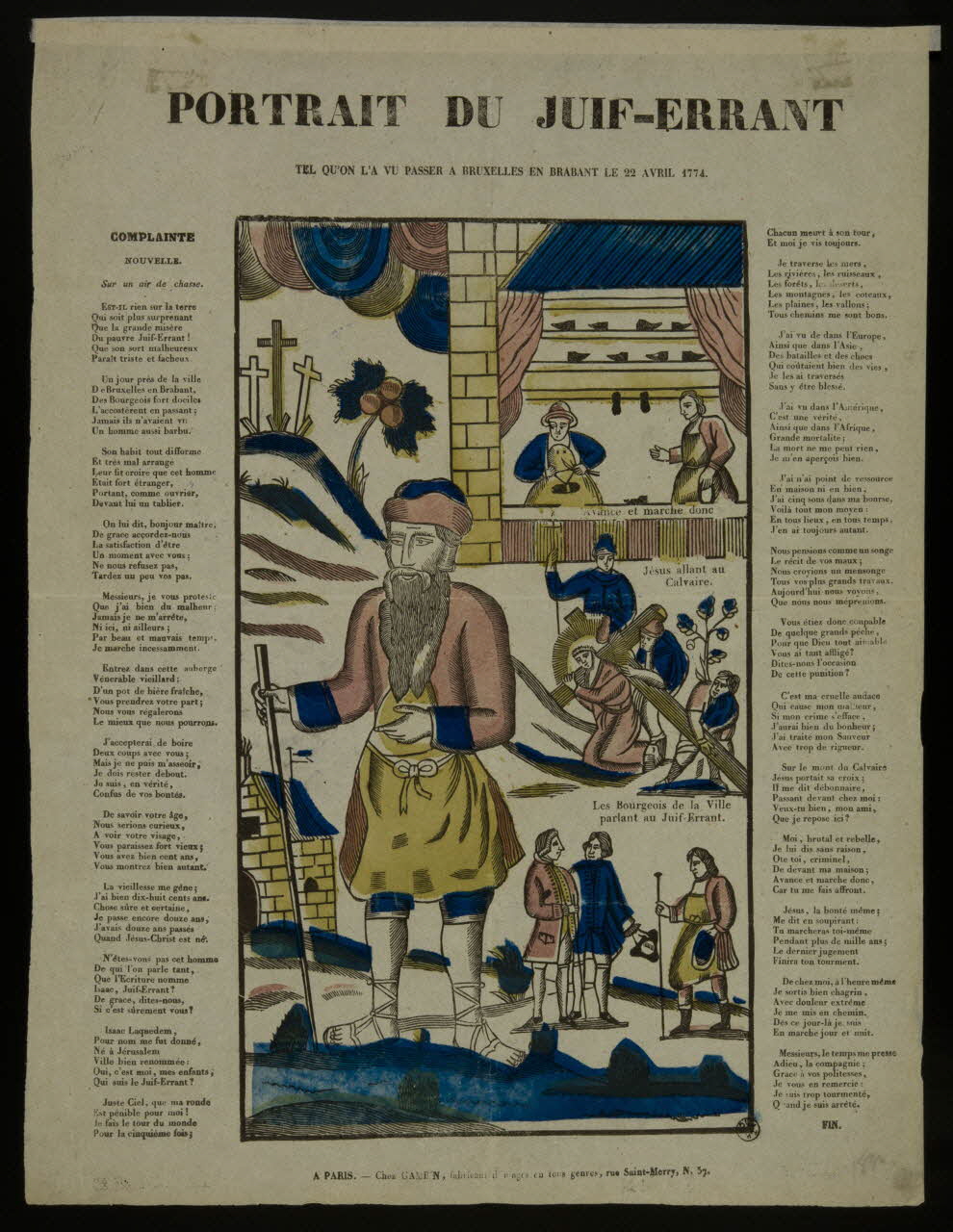 imagerie ancienne PORTRAIT DU JUIF-ERRANT  TEL QU'ON L'A VU PASSER A BRUXELLES EN BRABANT LE 22 AVRIL 1774. 1953.12.81 Photo
