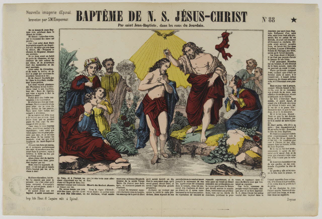 François-Charles Pinot ; Pinot et Sagaire ; Pierre Mignard estampe BAPTEME DE N.S.JESUS-CHRIST Lorraine, France 1865-1872 1953.86.28 Photo RMN-Grand Palais (Mucem)