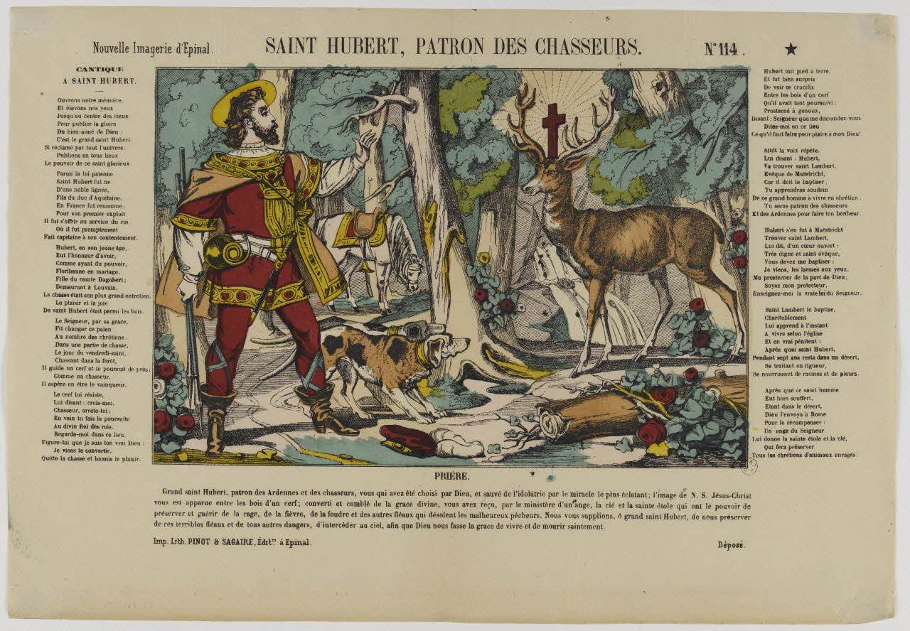 estampe SAINT HUBERT, PATRON DES CHASSEURS. 1953.86.334 Photo RMN-Grand Palais (Mucem)