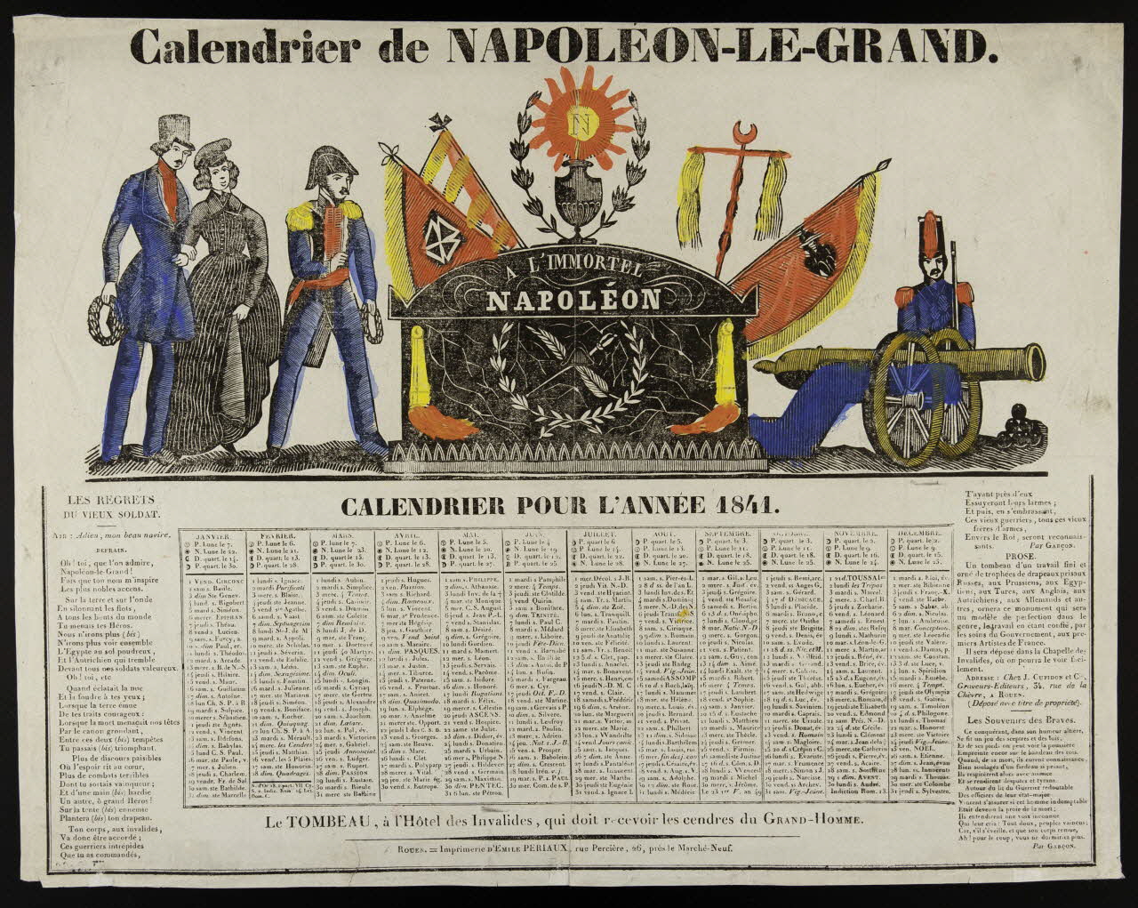 Emile Périaux calendrier Calendrier de NAPOLEON-LE-GRAND.  CALENDRIER POUR L'ANNEE 1841. France 1840 1953.12.90 Photo Mucem